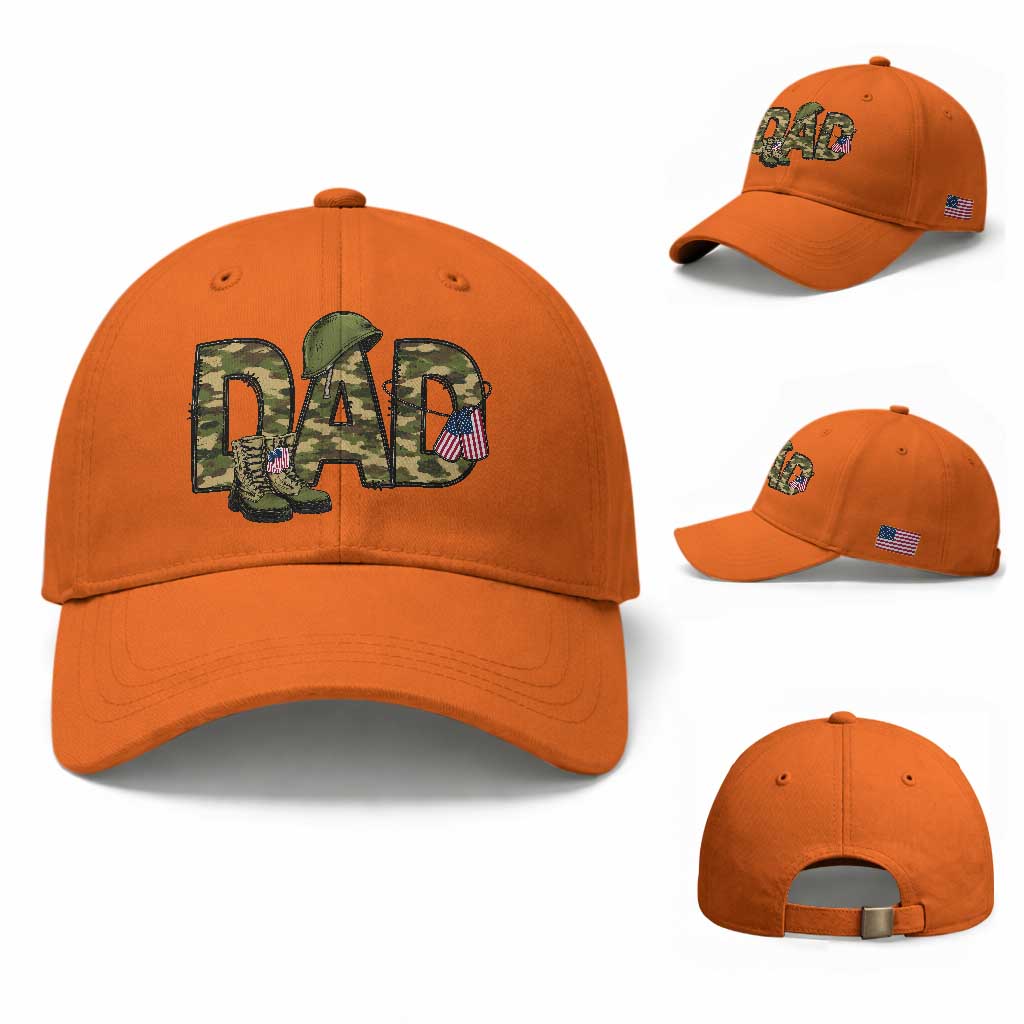 Proud Army Dad USA Flag Camo Baseball Cap Fathers Day Gift