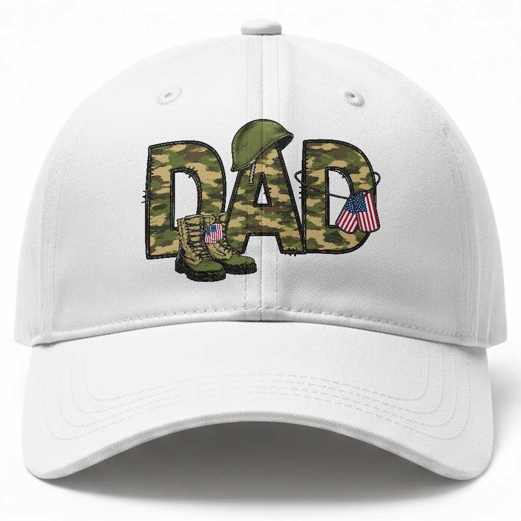 Proud Army Dad USA Flag Camo Baseball Cap Fathers Day Gift