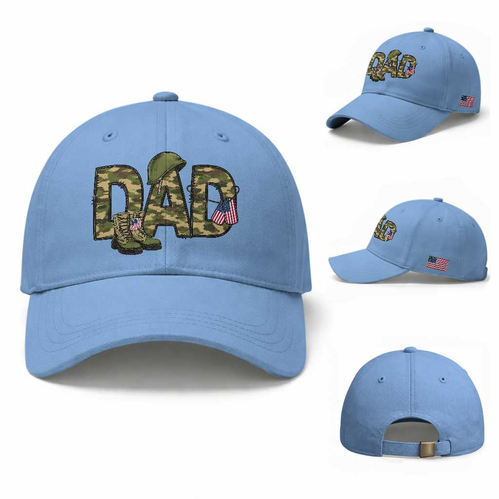 Proud Army Dad USA Flag Camo Baseball Cap Fathers Day Gift