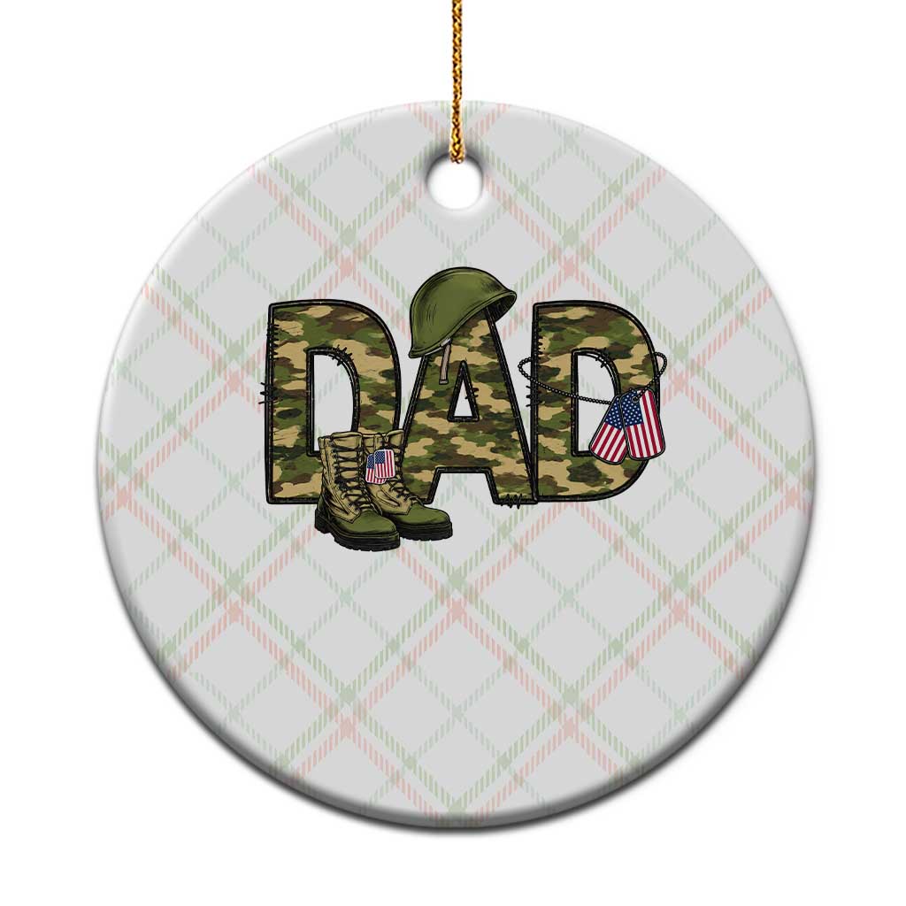Proud Army Dad USA Flag Camo Ceramic Ornament Fathers Day Gift