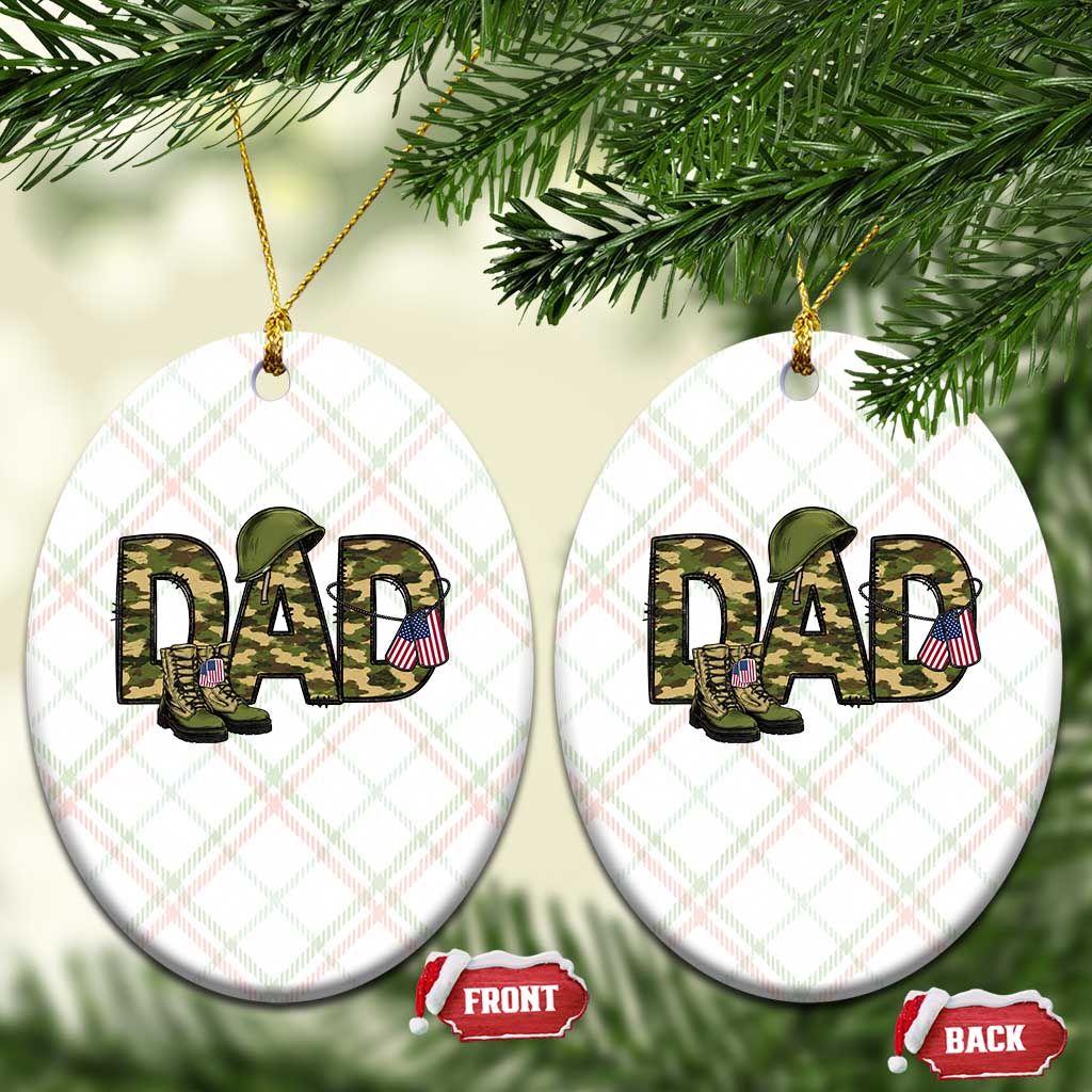 Proud Army Dad USA Flag Camo Ceramic Ornament Fathers Day Gift