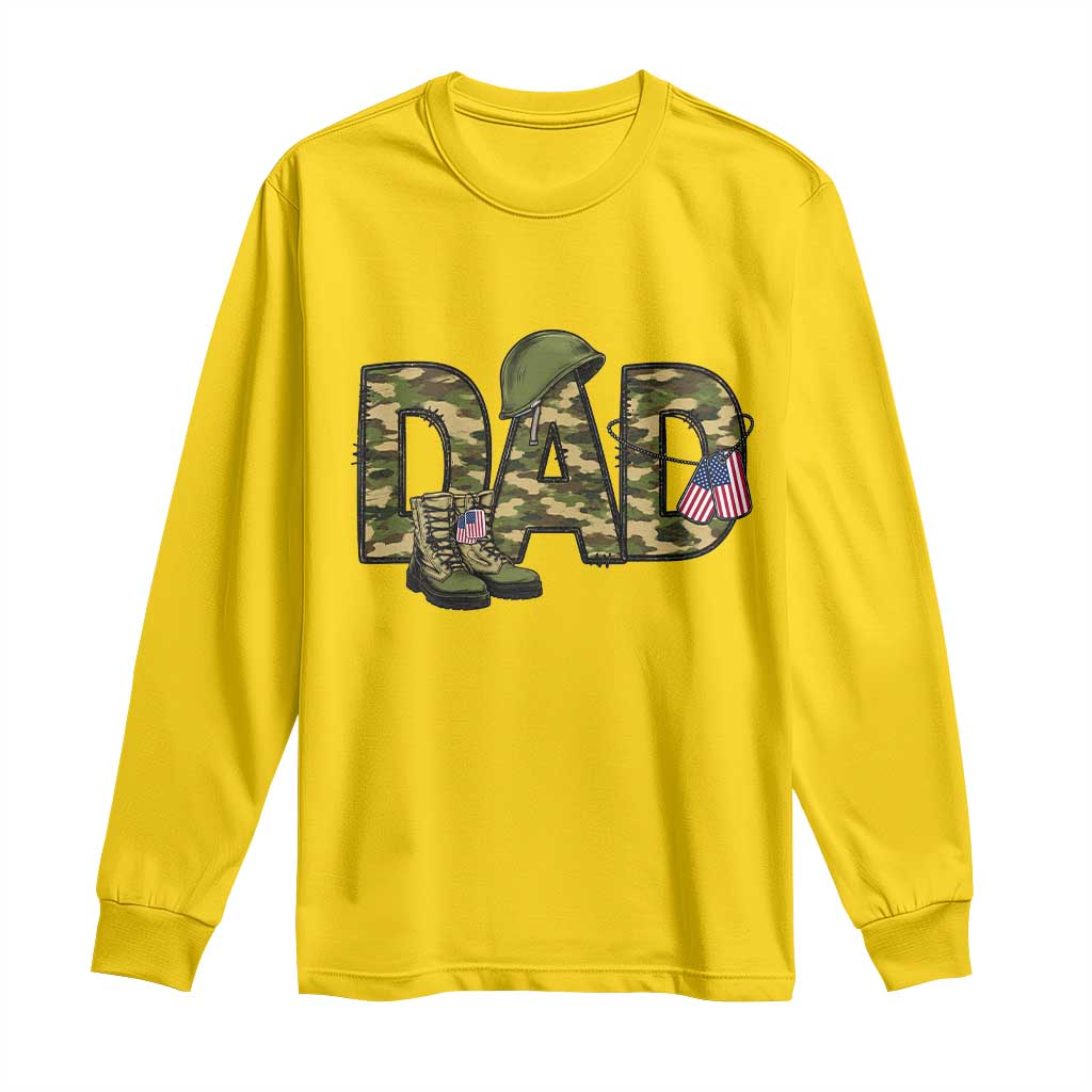 Proud Army Dad USA Flag Camo Long Sleeve Shirt Fathers Day Gift