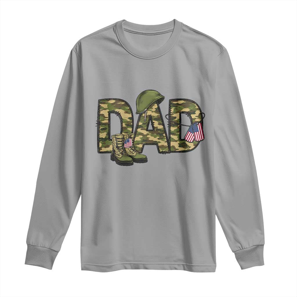 Proud Army Dad USA Flag Camo Long Sleeve Shirt Fathers Day Gift