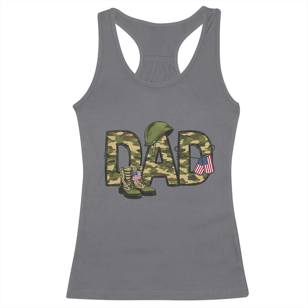 Proud Army Dad USA Flag Camo Racerback Tank Top Fathers Day Gift