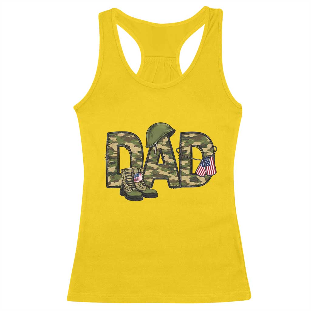 Proud Army Dad USA Flag Camo Racerback Tank Top Fathers Day Gift