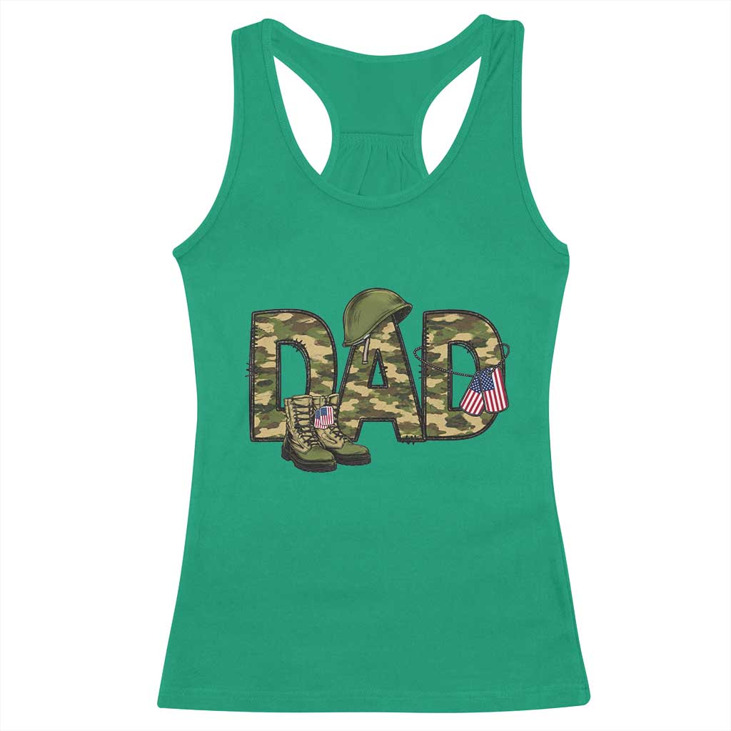 Proud Army Dad USA Flag Camo Racerback Tank Top Fathers Day Gift