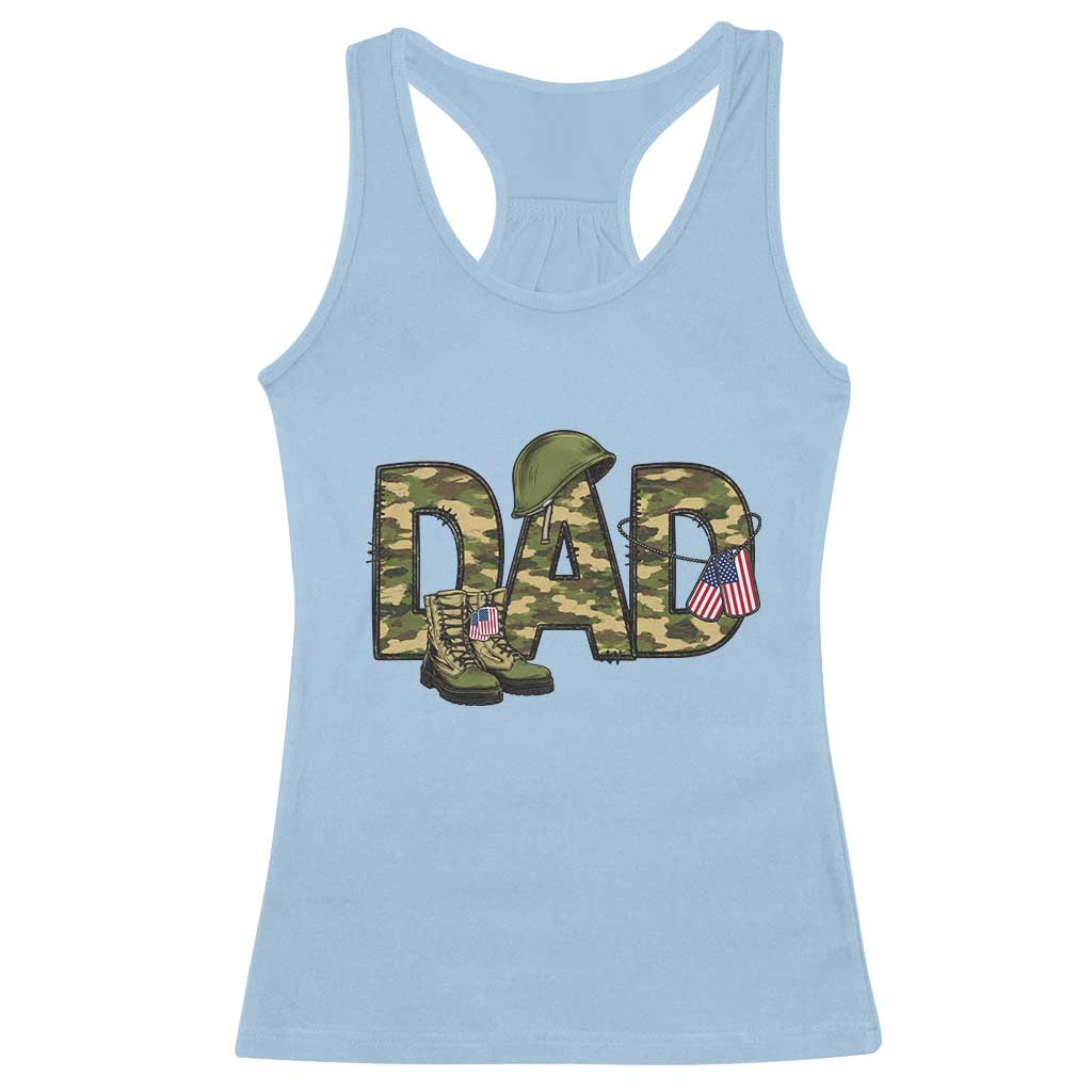 Proud Army Dad USA Flag Camo Racerback Tank Top Fathers Day Gift