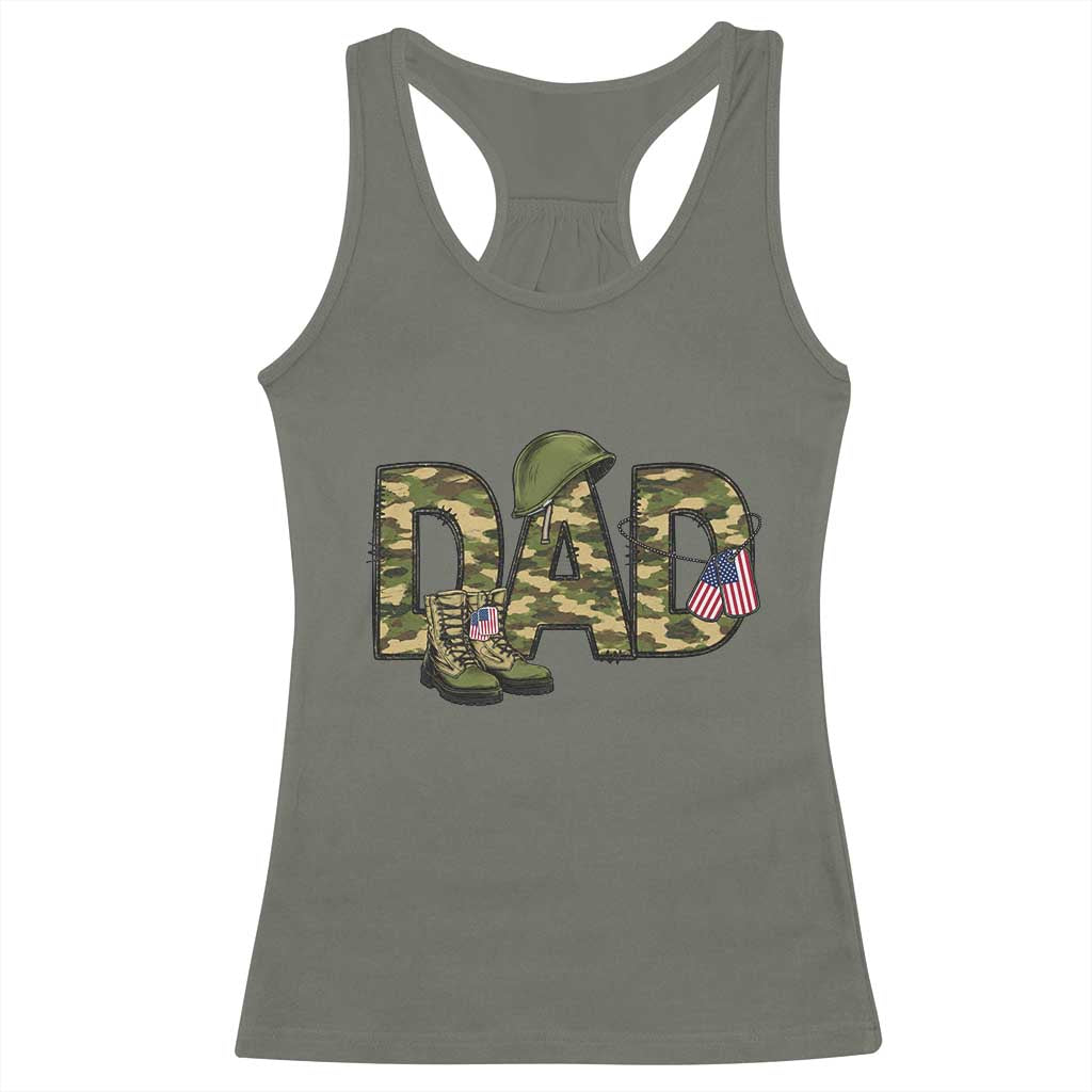Proud Army Dad USA Flag Camo Racerback Tank Top Fathers Day Gift