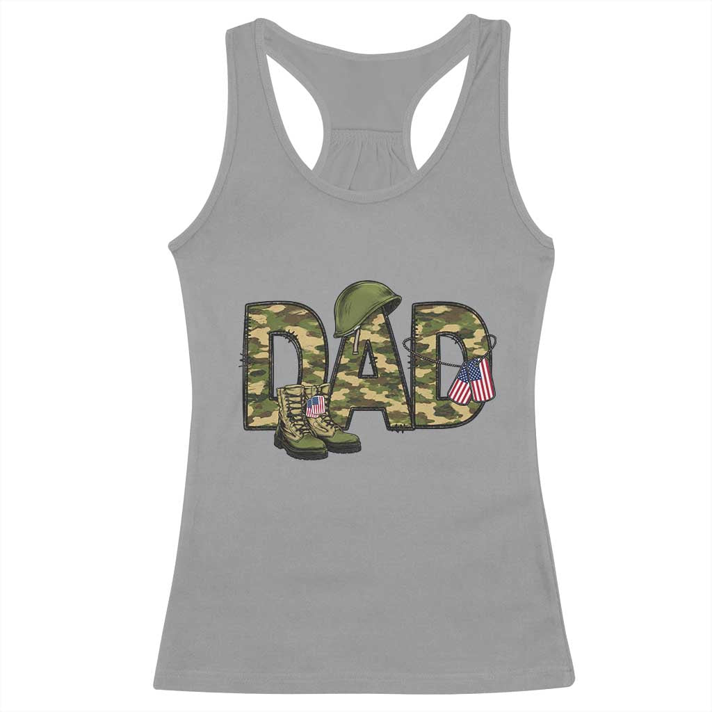 Proud Army Dad USA Flag Camo Racerback Tank Top Fathers Day Gift