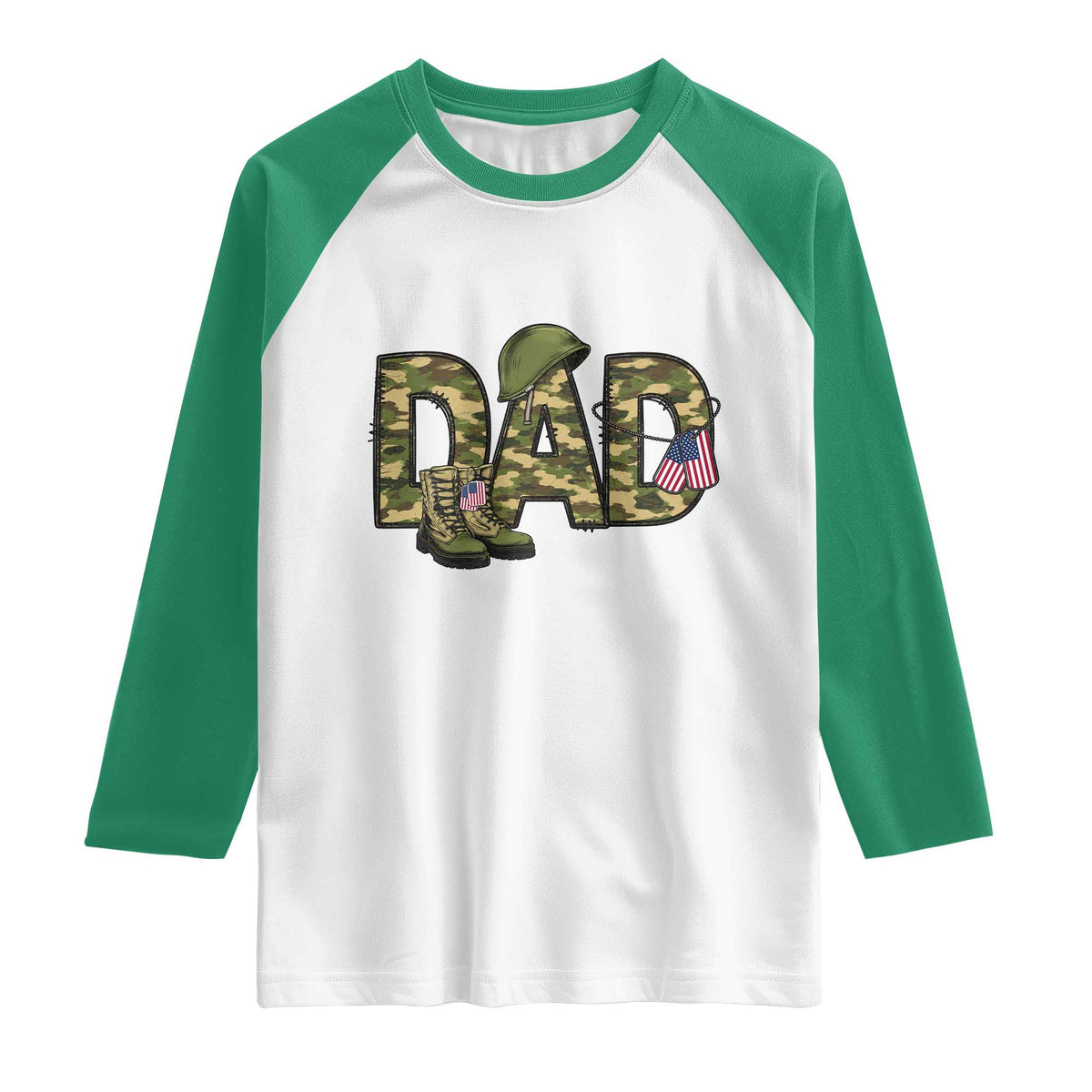 Proud Army Dad USA Flag Camo Raglan Shirt Fathers Day Gift