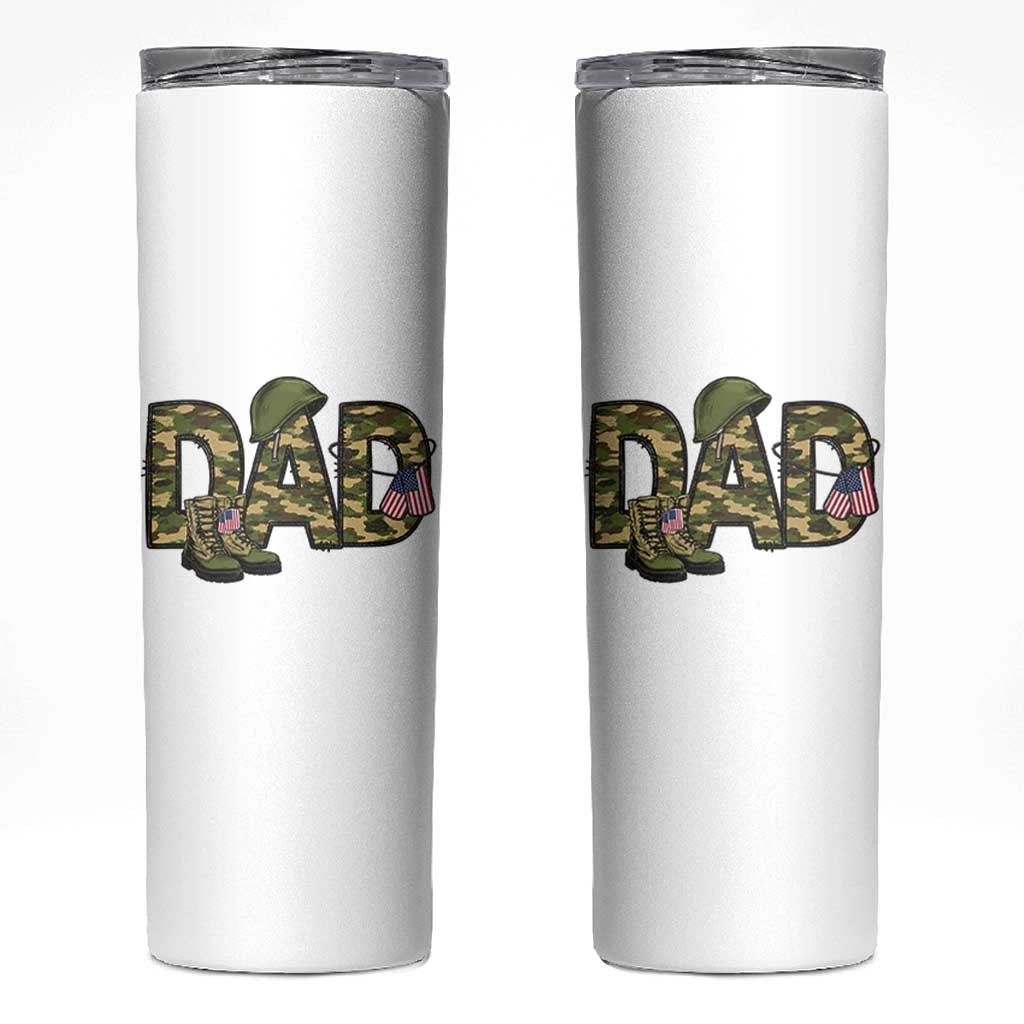 Proud Army Dad USA Flag Camo Skinny Tumbler Fathers Day Gift