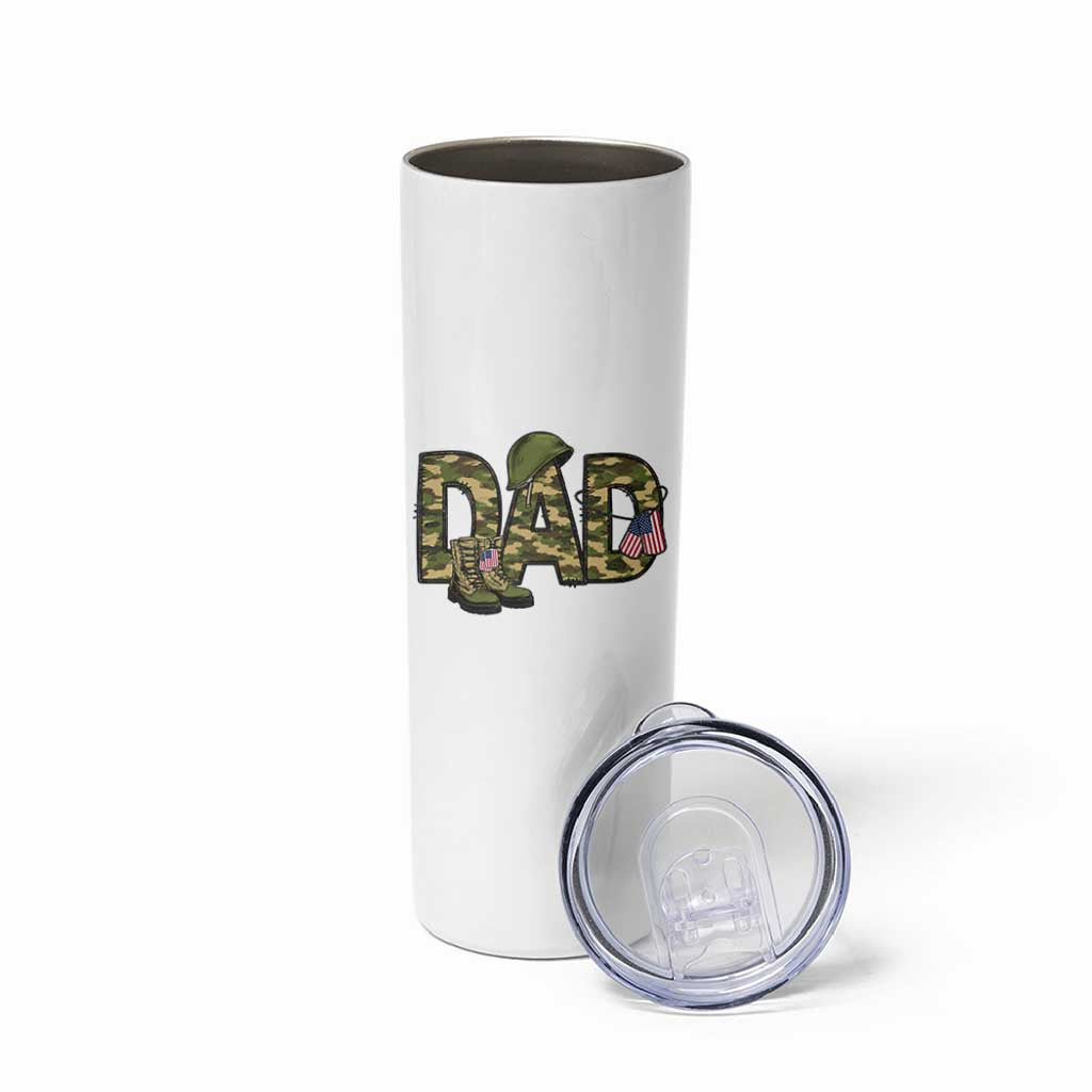 Proud Army Dad USA Flag Camo Skinny Tumbler Fathers Day Gift