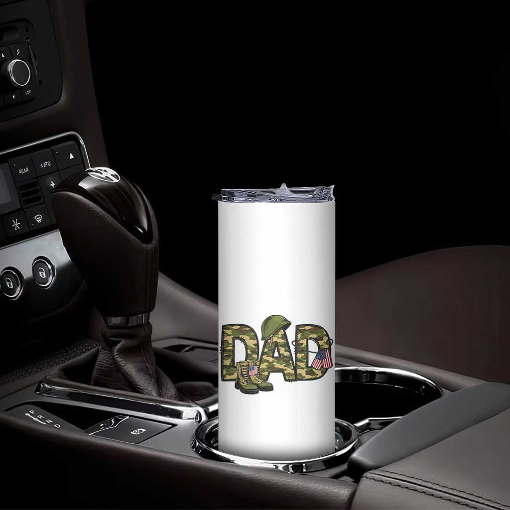 Proud Army Dad USA Flag Camo Skinny Tumbler Fathers Day Gift