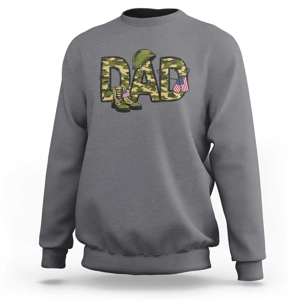 Proud Army Dad USA Flag Camo Sweatshirt Fathers Day Gift