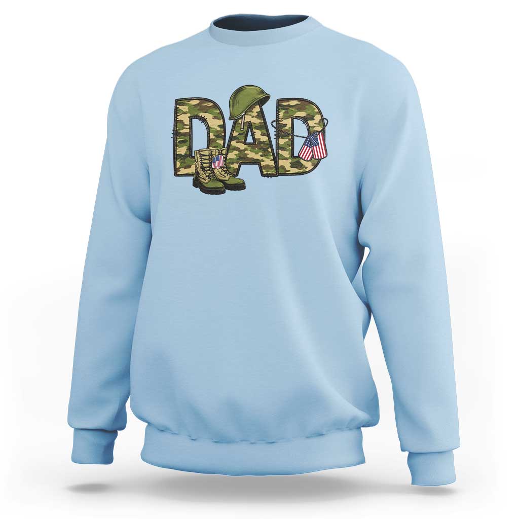 Proud Army Dad USA Flag Camo Sweatshirt Fathers Day Gift