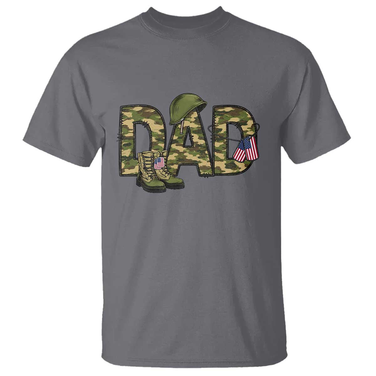Proud Army Dad USA Flag Camo T Shirt Fathers Day Gift