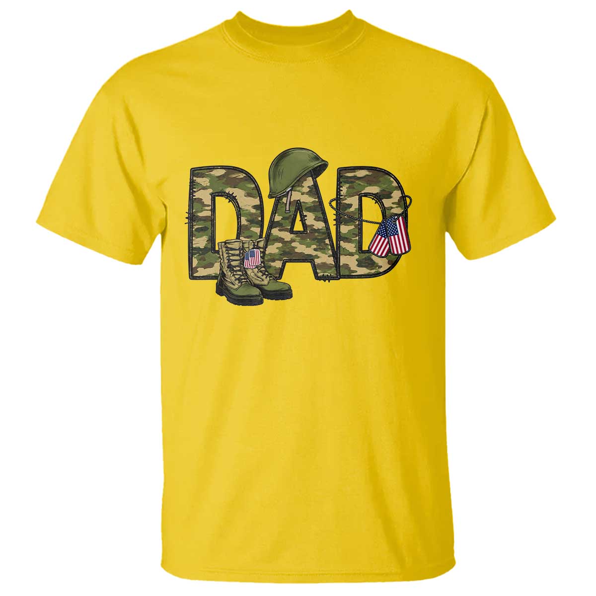Proud Army Dad USA Flag Camo T Shirt Fathers Day Gift