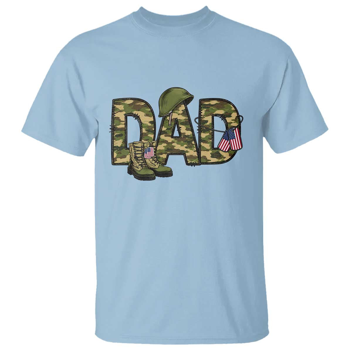 Proud Army Dad USA Flag Camo T Shirt Fathers Day Gift