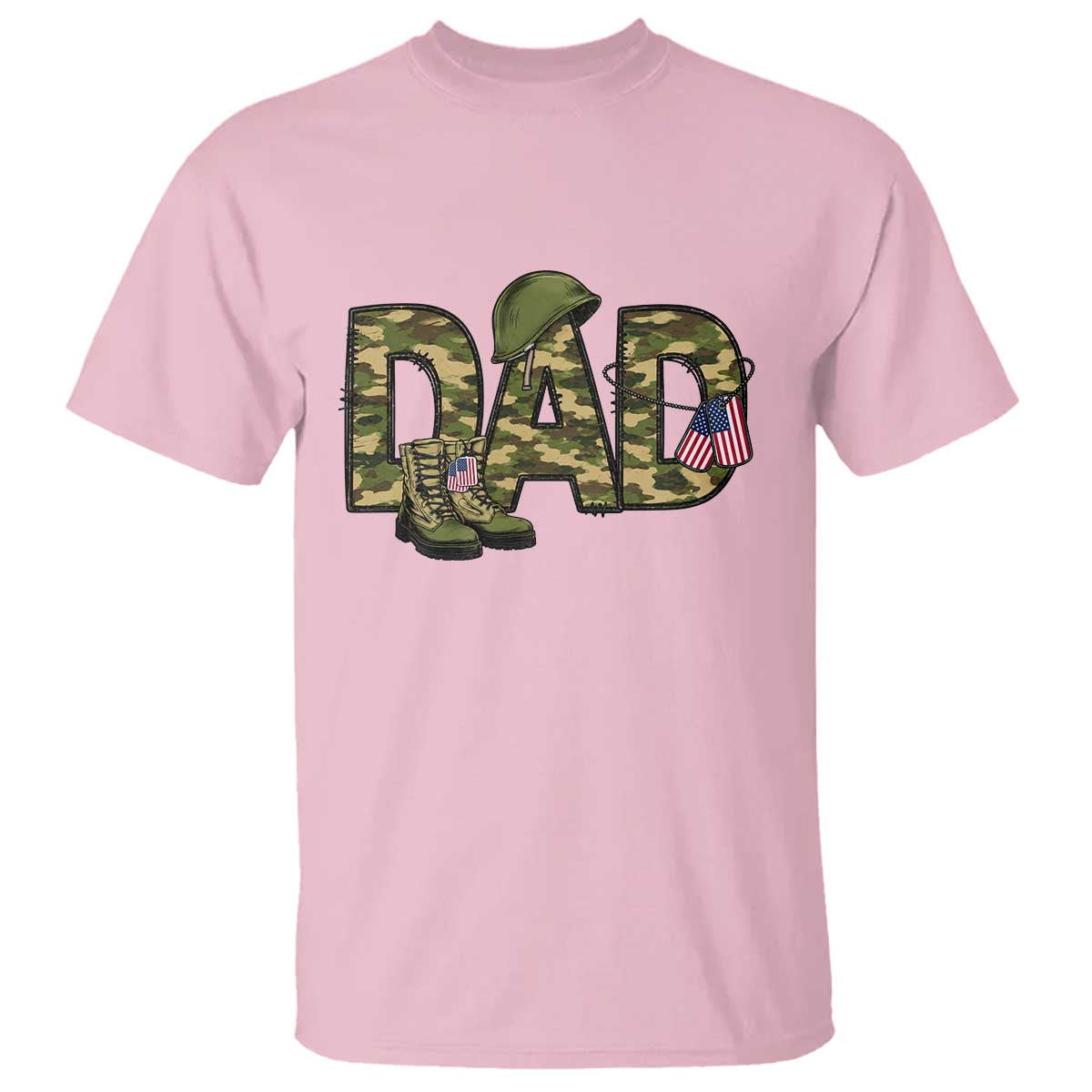 Proud Army Dad USA Flag Camo T Shirt Fathers Day Gift