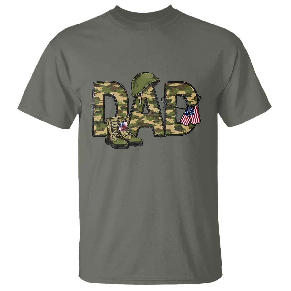 Proud Army Dad USA Flag Camo T Shirt Fathers Day Gift