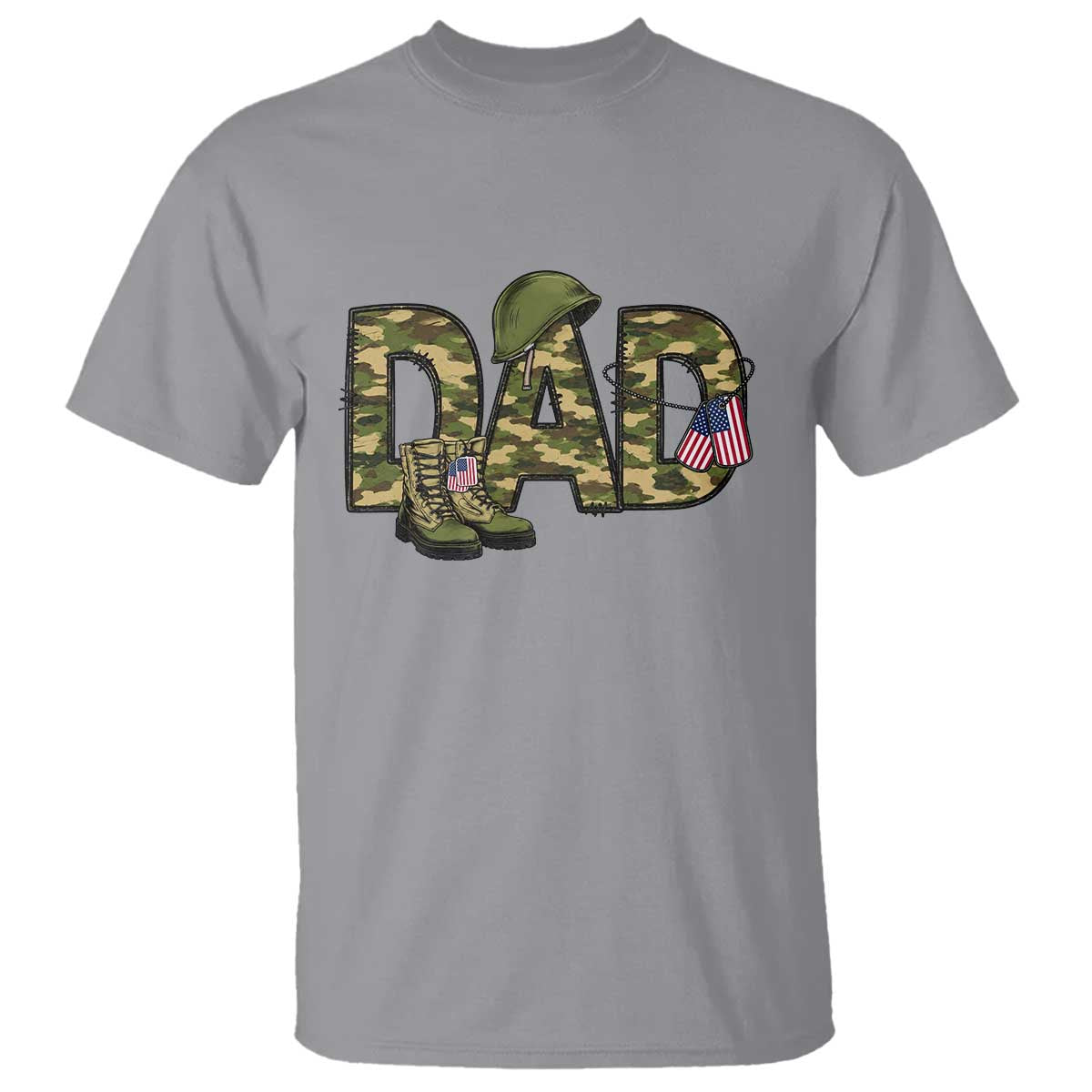 Proud Army Dad USA Flag Camo T Shirt Fathers Day Gift