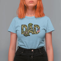 Proud Army Dad USA Flag Camo T Shirt For Women Fathers Day Gift