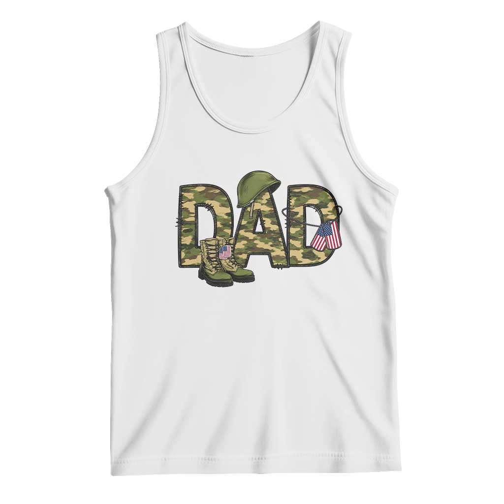 Proud Army Dad USA Flag Camo Tank Top Fathers Day Gift