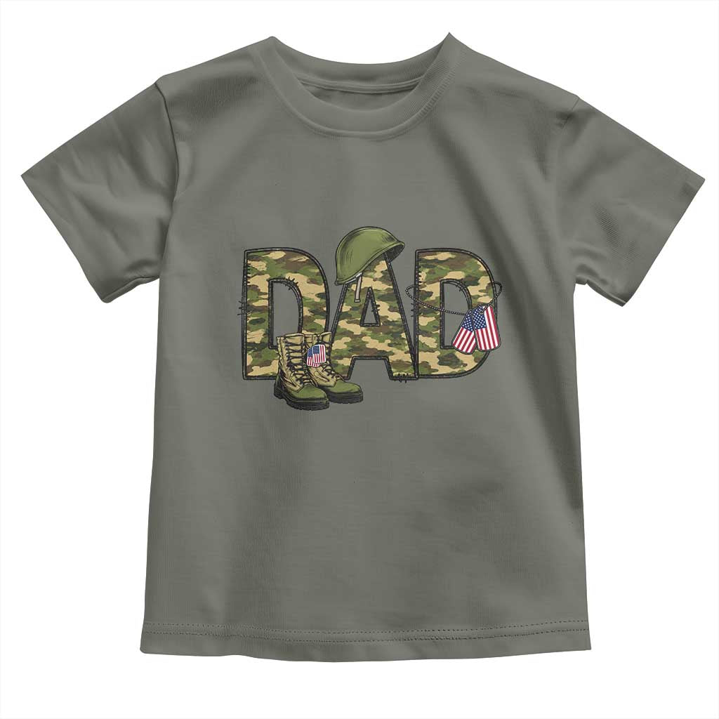 Proud Army Dad USA Flag Camo Toddler T Shirt Fathers Day Gift
