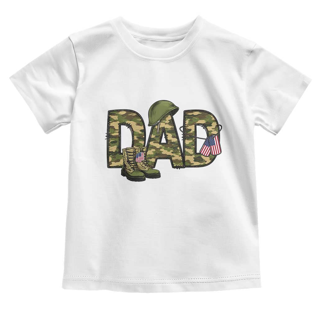 Proud Army Dad USA Flag Camo Toddler T Shirt Fathers Day Gift