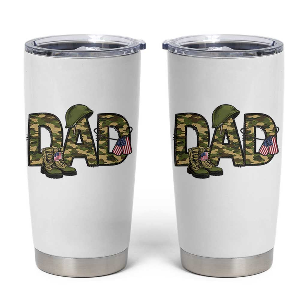 Proud Army Dad USA Flag Camo Tumbler Cup Fathers Day Gift