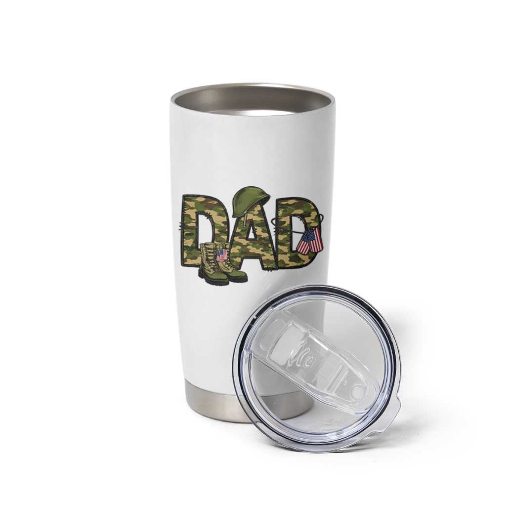 Proud Army Dad USA Flag Camo Tumbler Cup Fathers Day Gift