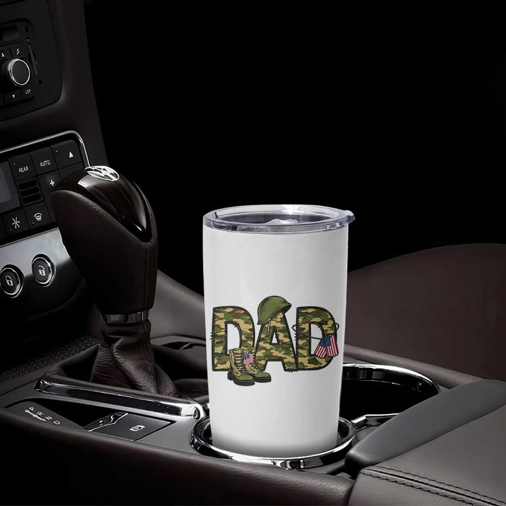 Proud Army Dad USA Flag Camo Tumbler Cup Fathers Day Gift