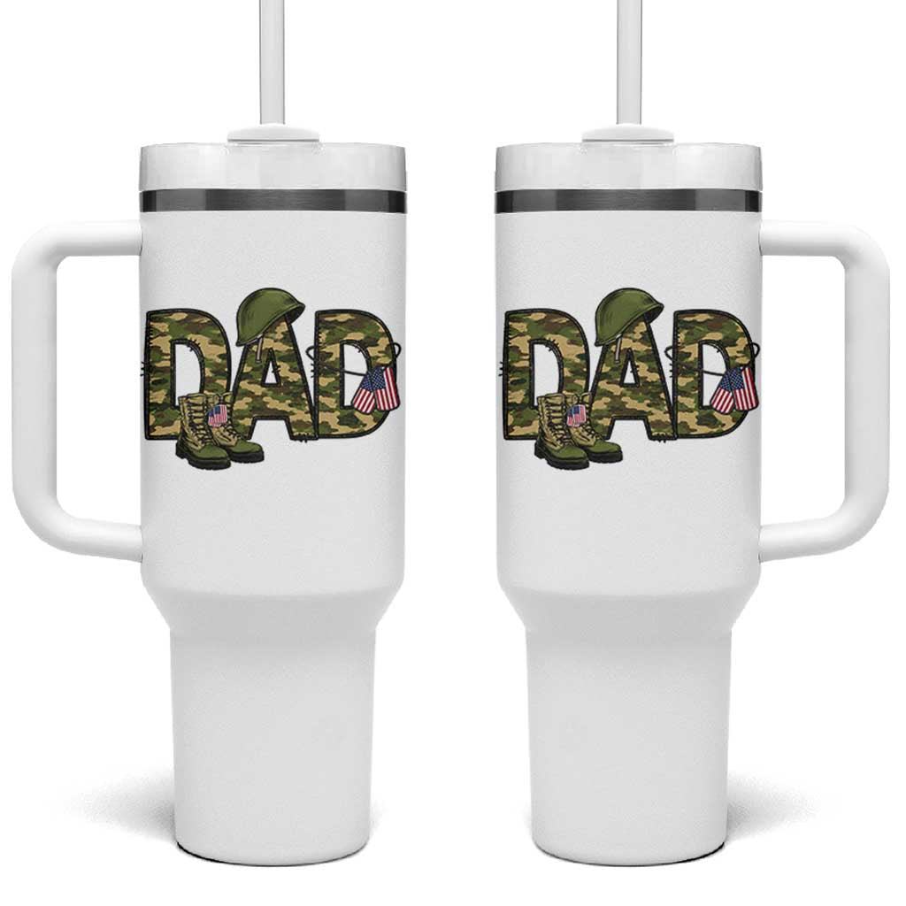 Proud Army Dad USA Flag Camo Tumbler With Handle Fathers Day Gift