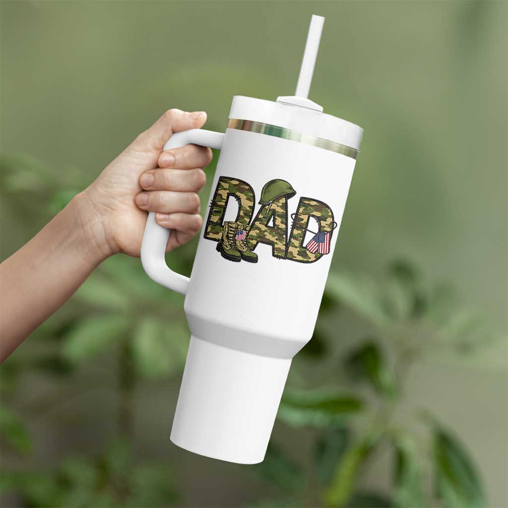 Proud Army Dad USA Flag Camo Tumbler With Handle Fathers Day Gift