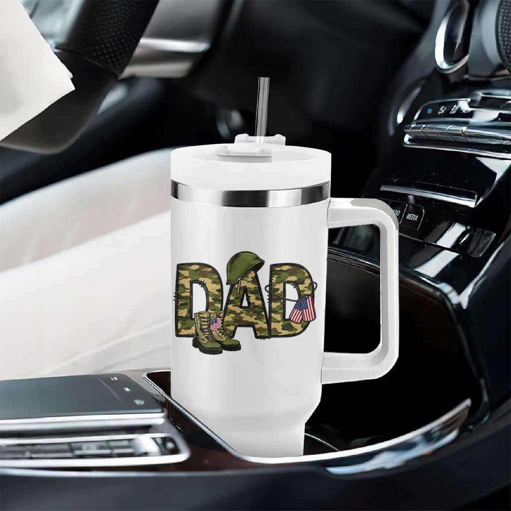 Proud Army Dad USA Flag Camo Tumbler With Handle Fathers Day Gift