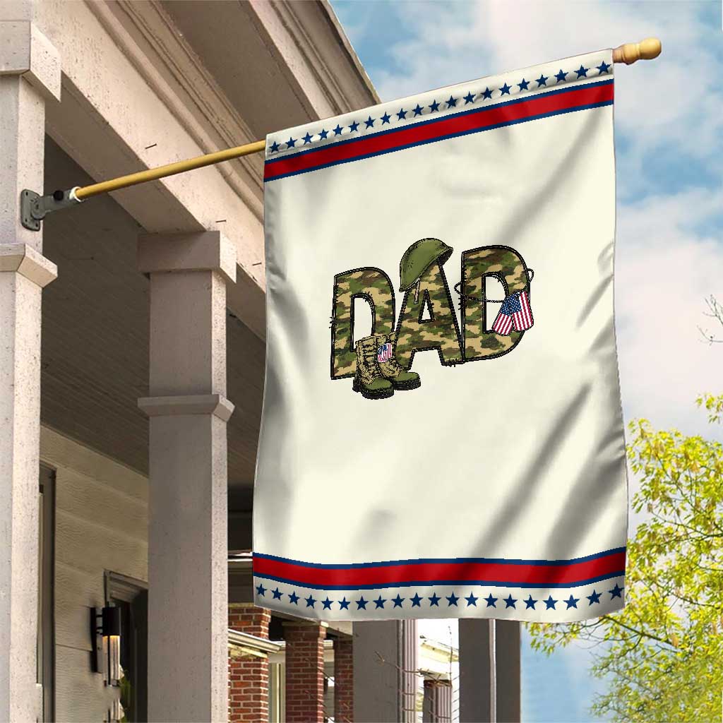 Proud Army Dad USA Flag Camo Patriotic Garden Flag Fathers Day Gift