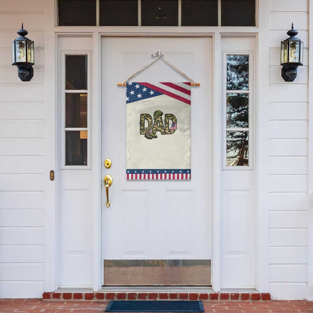 Proud Army Dad USA Flag Camo Patriotic Garden Flag Fathers Day Gift