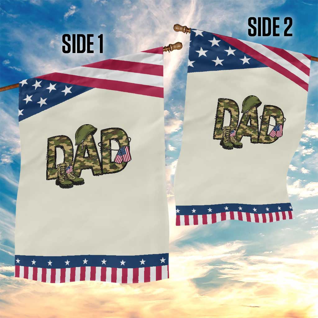 Proud Army Dad USA Flag Camo Patriotic Garden Flag Fathers Day Gift