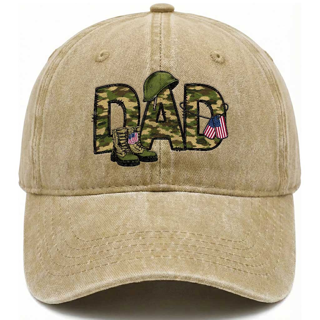 Proud Army Dad USA Flag Camo Washed Cotton Baseball Cap Fathers Day Gift