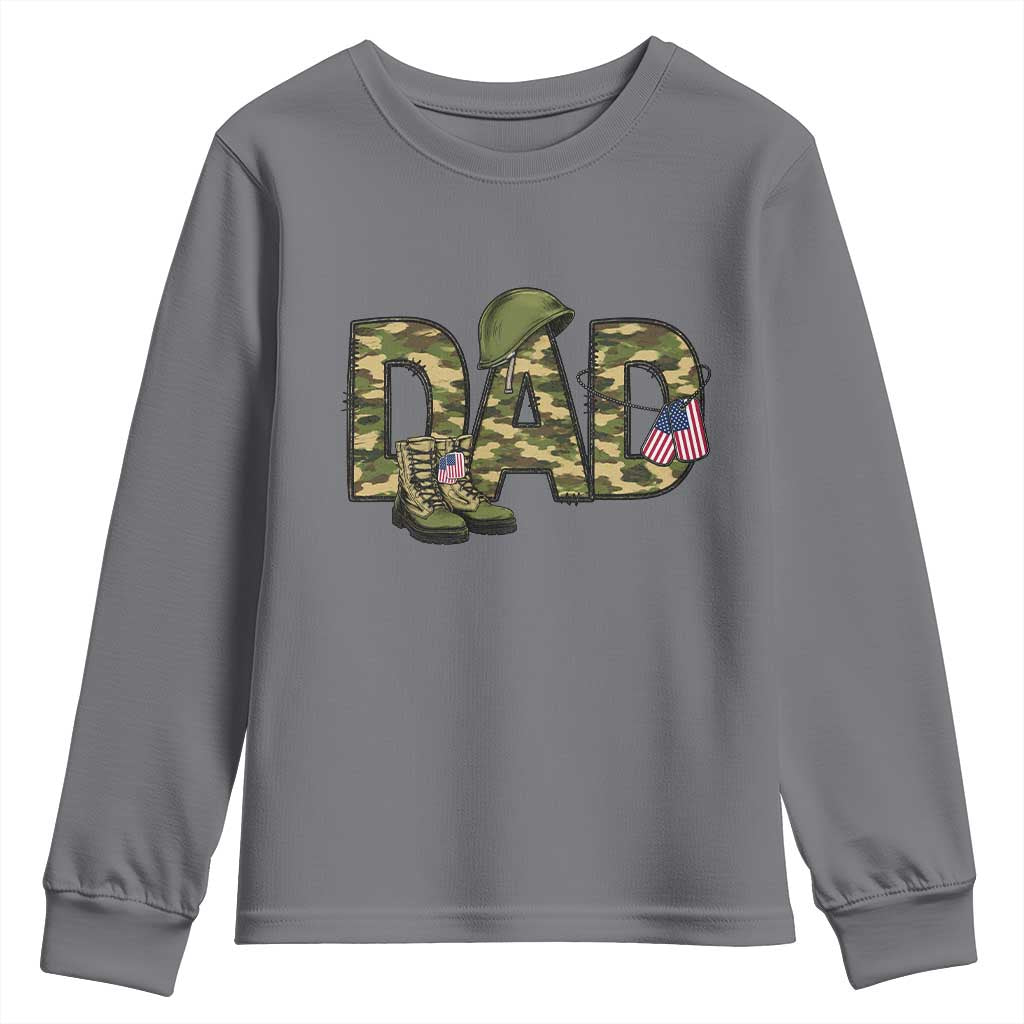 Proud Army Dad USA Flag Camo Youth Sweatshirt Fathers Day Gift