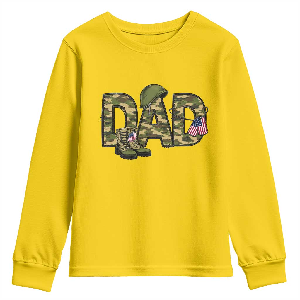 Proud Army Dad USA Flag Camo Youth Sweatshirt Fathers Day Gift