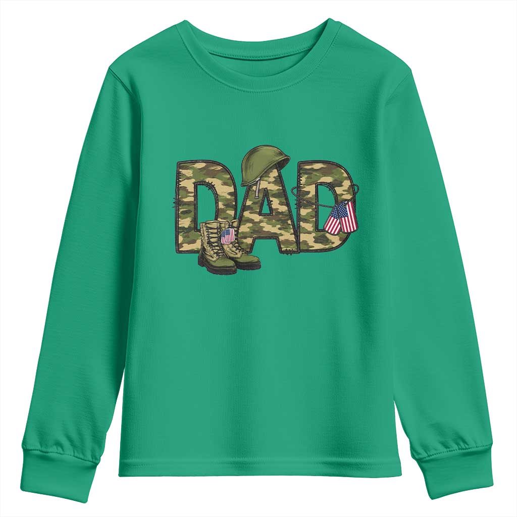 Proud Army Dad USA Flag Camo Youth Sweatshirt Fathers Day Gift
