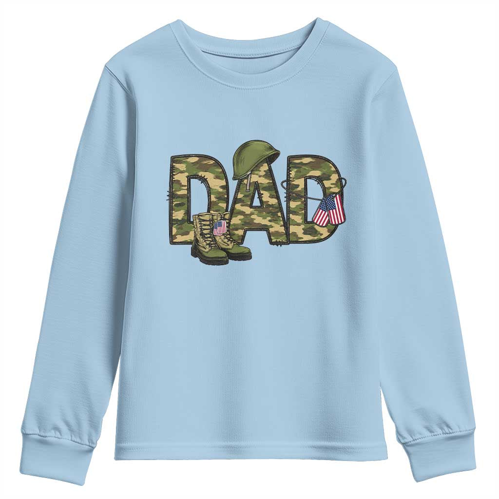 Proud Army Dad USA Flag Camo Youth Sweatshirt Fathers Day Gift