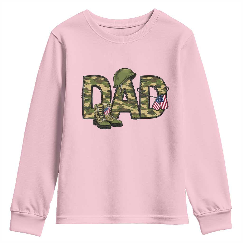 Proud Army Dad USA Flag Camo Youth Sweatshirt Fathers Day Gift