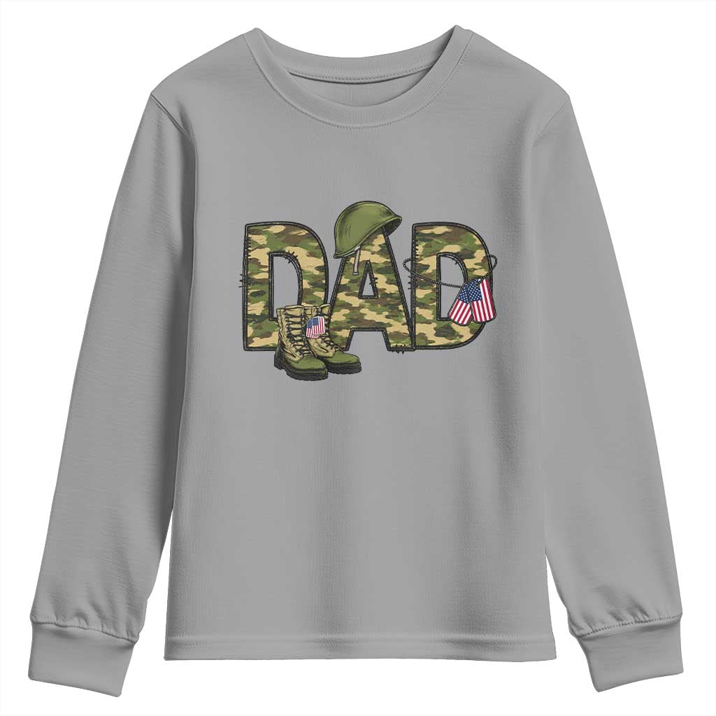 Proud Army Dad USA Flag Camo Youth Sweatshirt Fathers Day Gift