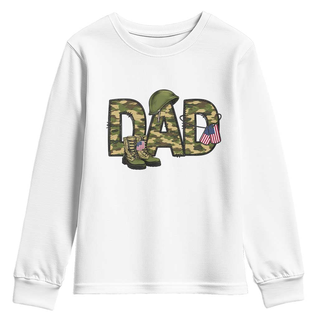 Proud Army Dad USA Flag Camo Youth Sweatshirt Fathers Day Gift