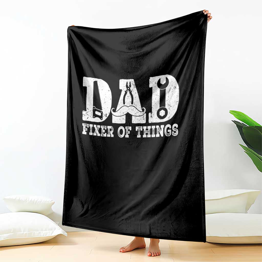 Handyman Dad Fixer Of Everything Throw Blanket Funny Garage Papa