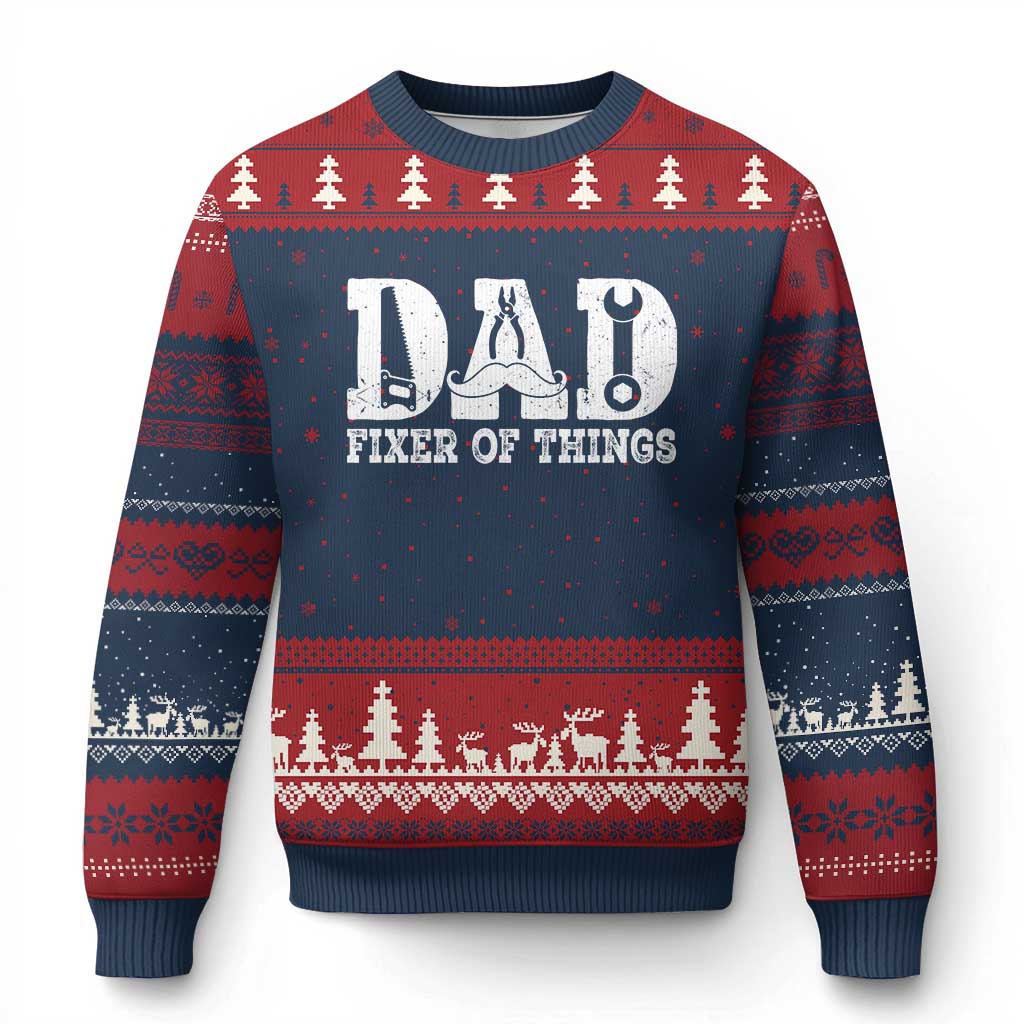 Handyman Dad Fixer Of Everything Ugly Christmas Sweater Funny Garage Papa