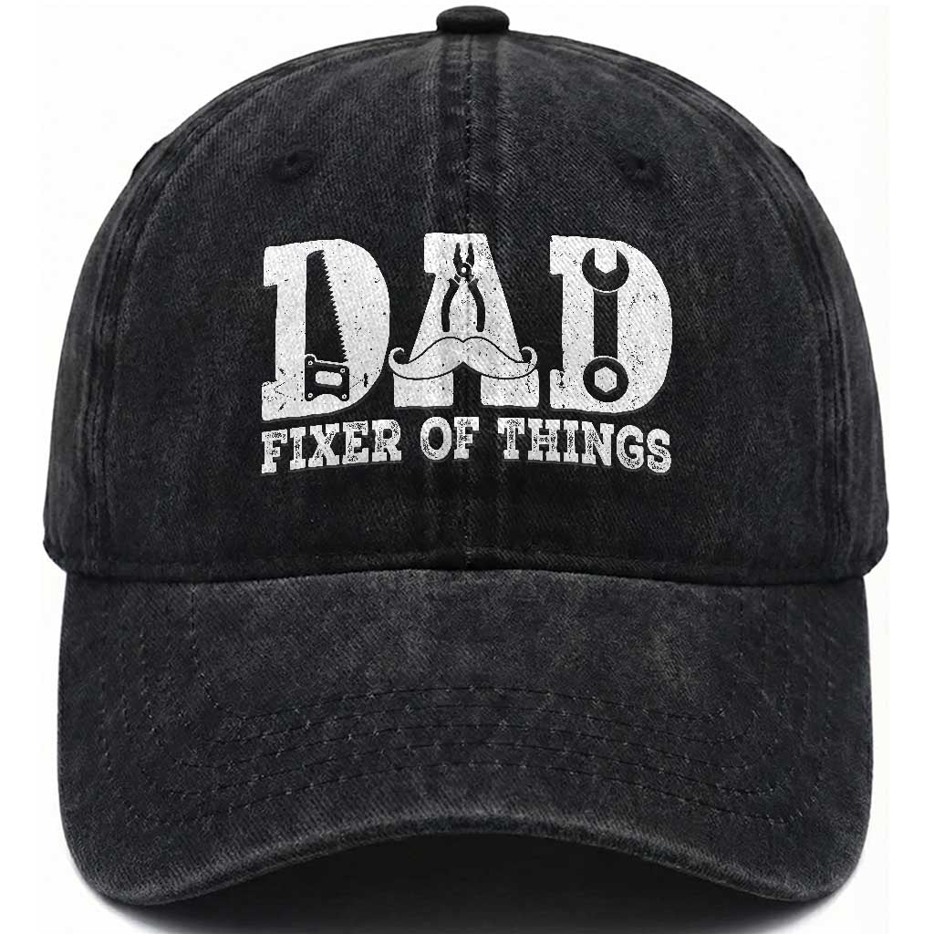 Handyman Dad Fixer Of Everything Washed Cotton Baseball Cap Funny Garage Papa
