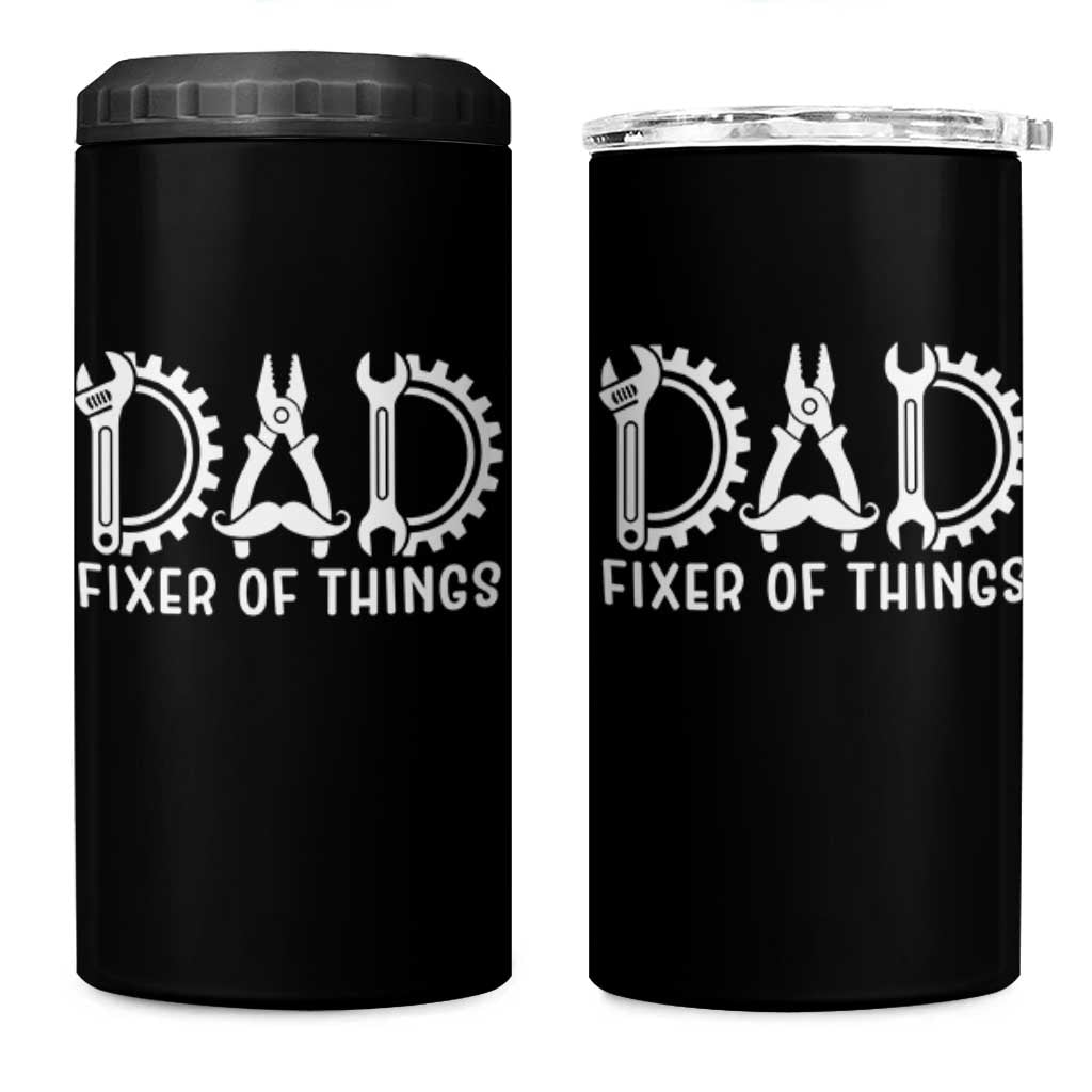 Dad Fixer Of Everything Garage Life 4 in 1 Can Cooler Tumbler Auto Mechanic Fathers Day Gift